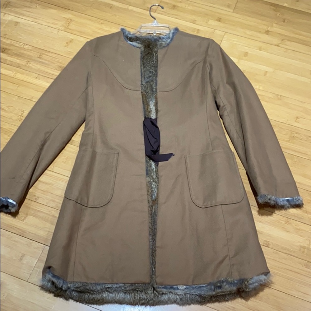 Coat - BCBG w real rabbit fur